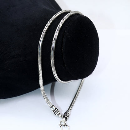 Sterling silver 4.2 mm snake chain necklace by TRIBAL ORNAMENTS, featuring a smooth, shiny handmade pendant chain for trendy style.