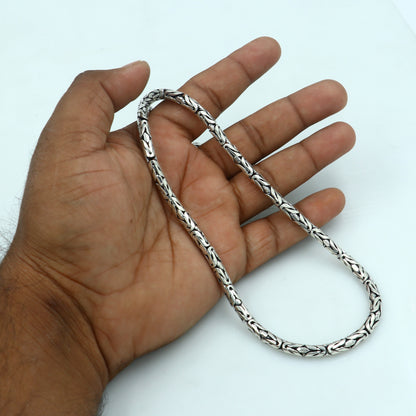 Handmade 925 silver Byzantine chain with vintage tribal design, ideal for belly dance jewelry, from Tribal Ornaments.