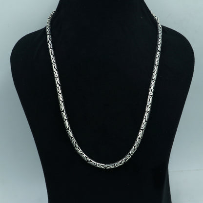 Vintage 925 silver Byzantine chain with tribal design, handmade belly dance jewelry from India, customized tribal ornament.