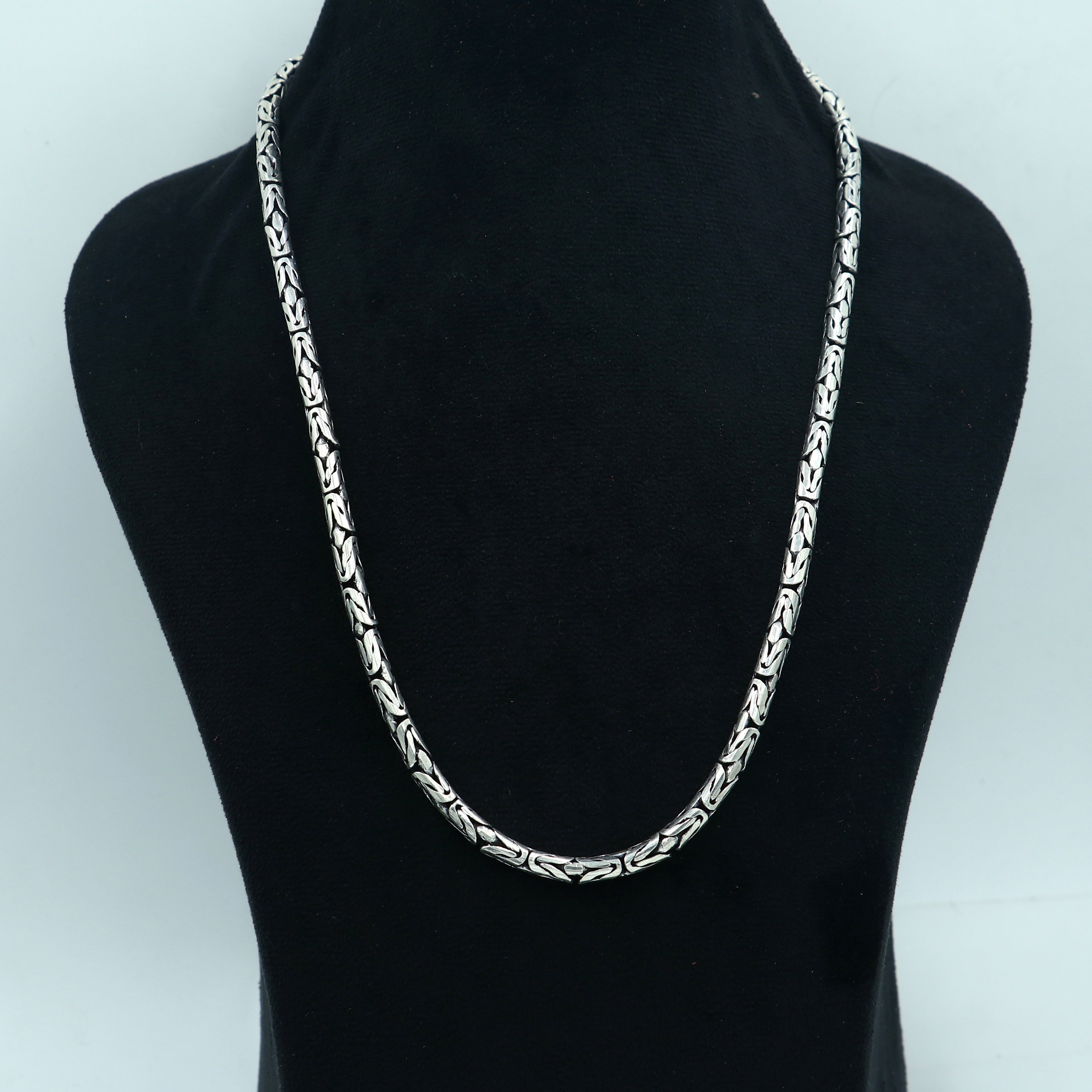 925 Silver Vintage design handmade solid byzantine silver chain