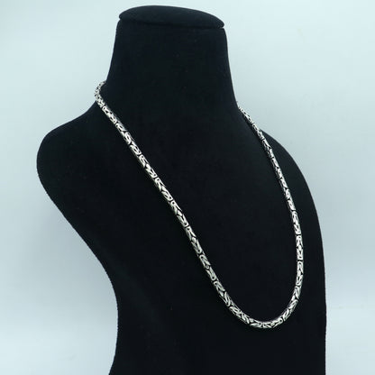Handcrafted 925 silver Byzantine chain with vintage tribal design, perfect for belly dance jewelry, showcasing detailed craftsmanship.