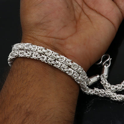 925 sterling silver Byzantine chain necklace, 5mm width, all sizes, men's jewelry by TRIBAL ORNAMENTS, ideal for gifting.