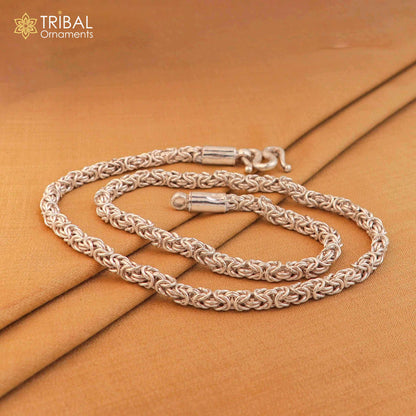 925 Sterling silver Byzantine chain necklace, 5mm width, men's jewelry, all sizes, from TRIBAL ORNAMENTS, ideal for gifting.