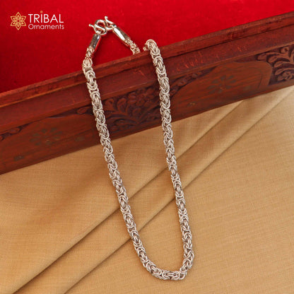 925 Sterling silver Byzantine chain necklace, 5mm width, men's jewelry, all sizes, stylish gift from TRIBAL ORNAMENTS.