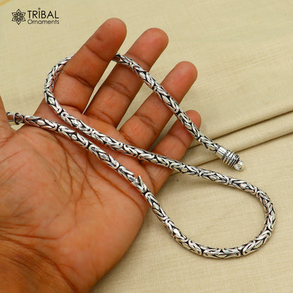 925 Sterling silver Byzantine chain necklace, 6mm wide, stylish men's jewelry from TRIBAL ORNAMENTS, versatile and gift-ready.