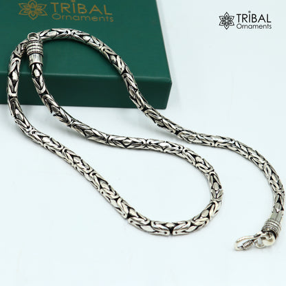 925 Sterling silver Byzantine chain necklace, 6mm width, men's jewelry by TRIBAL ORNAMENTS, stylish and durable accessory