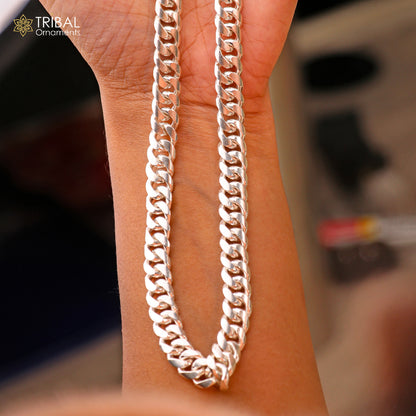 925 sterling silver cuban link design solid heavy necklace chain for men's jewelry ch623 - TRIBAL ORNAMENTS
