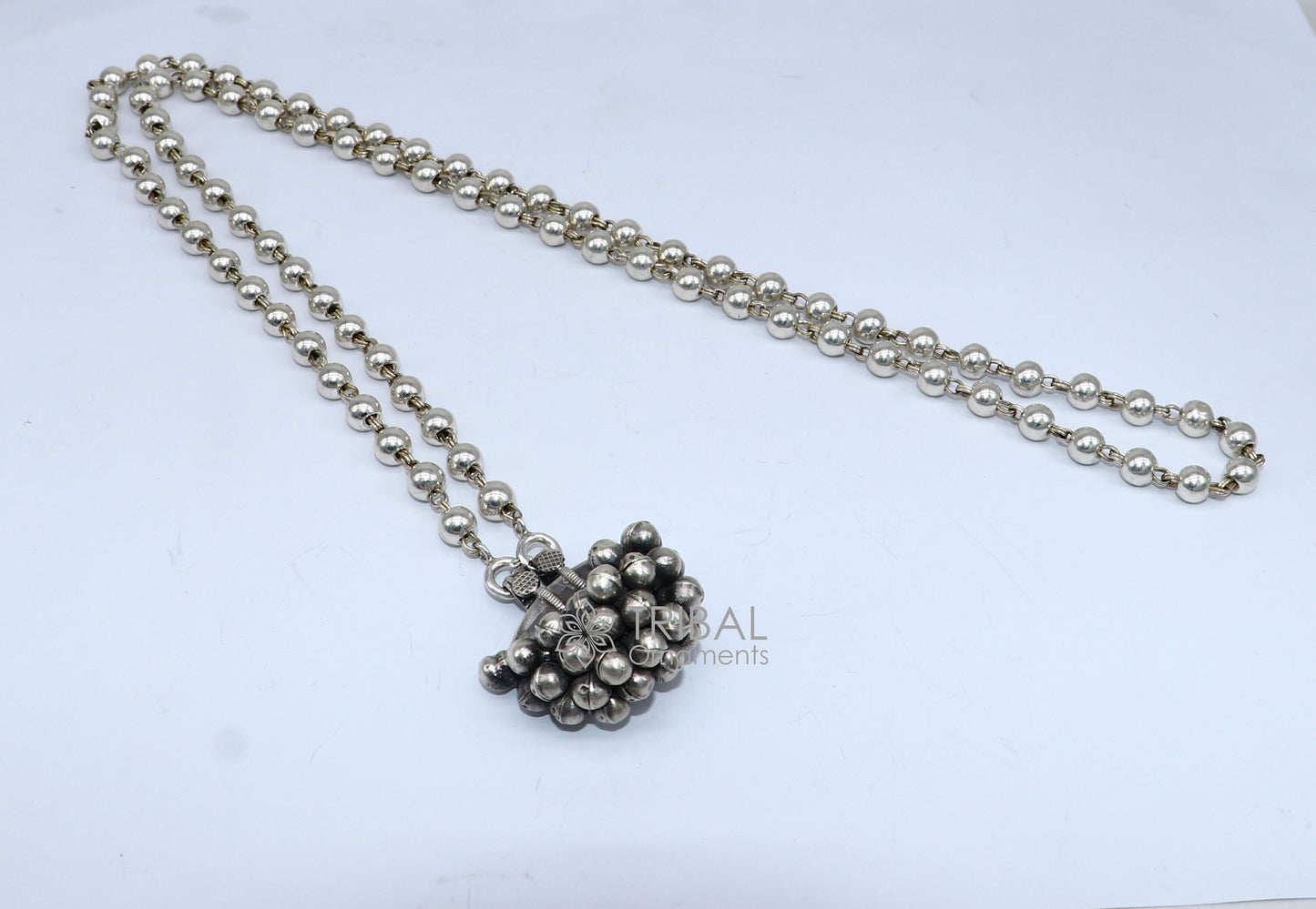 925 Sterling silver vintage tribal amulet box pendant necklace with intricate ethnic design, part of a jewelry set.