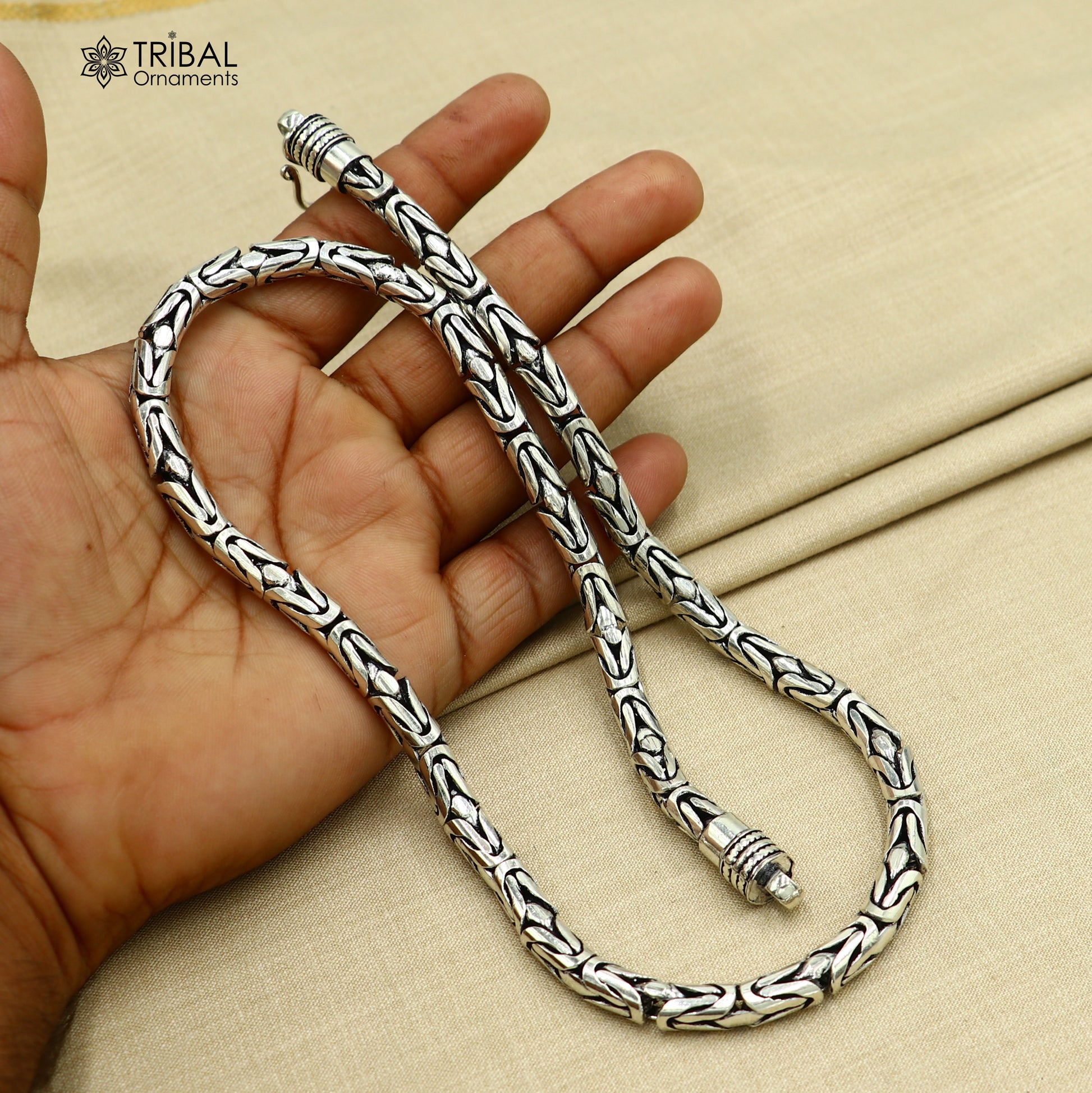 925 Sterling silver  byzantine chain All size 8 mm chain necklace gifting best men's  jewelry ch611 - TRIBAL ORNAMENTS