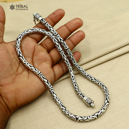 925 Sterling silver  byzantine chain All size 8 mm chain necklace gifting best men's  jewelry ch611 - TRIBAL ORNAMENTS