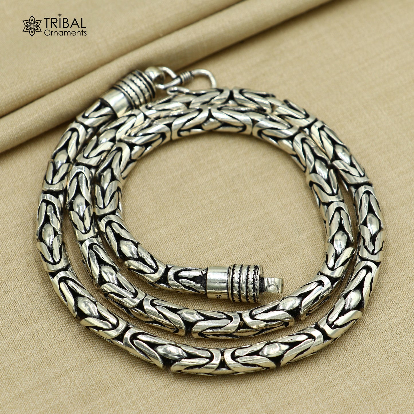 925 Sterling silver  byzantine chain All size 8 mm chain necklace gifting best men's  jewelry ch611 - TRIBAL ORNAMENTS