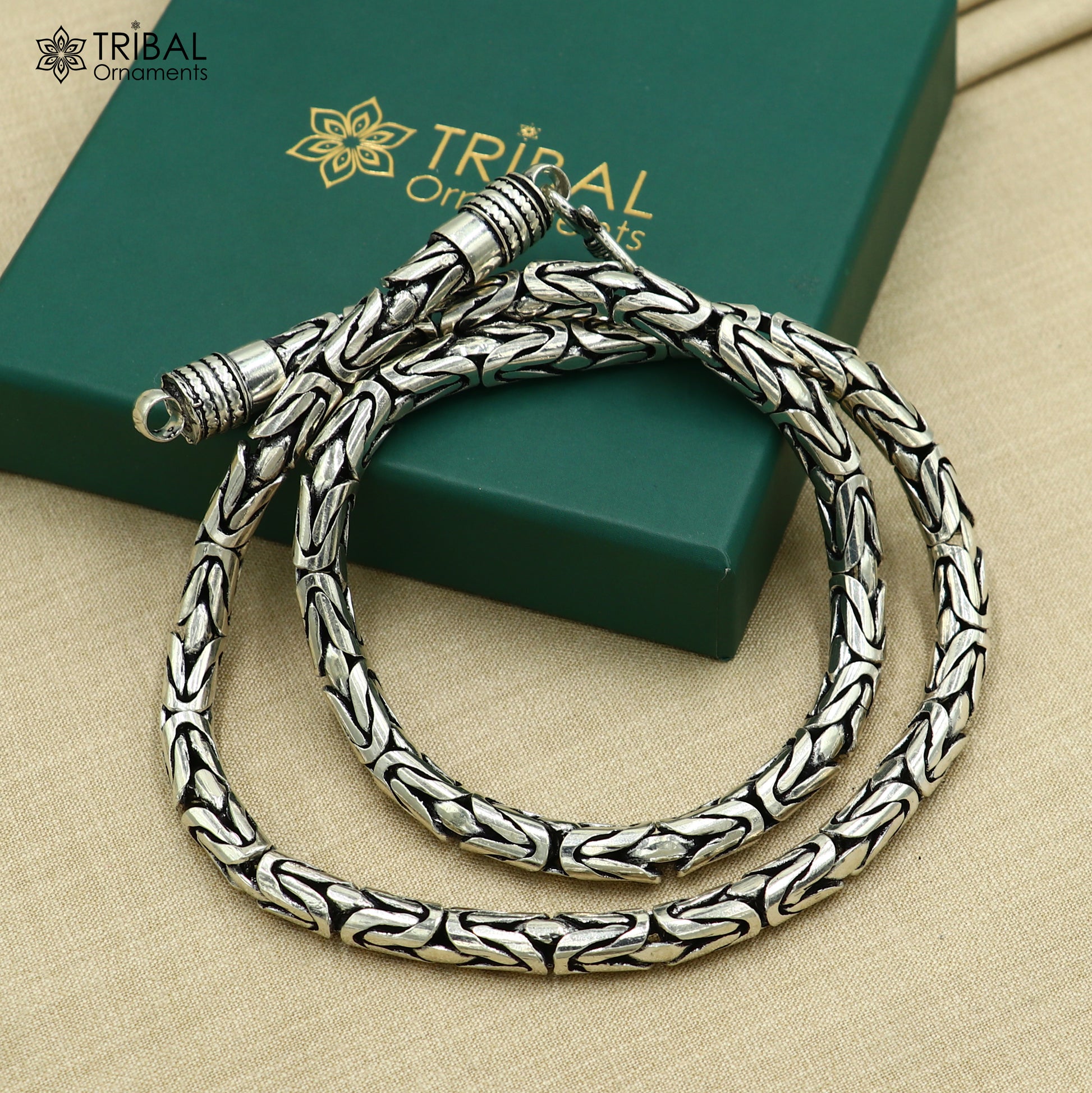 925 Sterling silver  byzantine chain All size 8 mm chain necklace gifting best men's  jewelry ch611 - TRIBAL ORNAMENTS