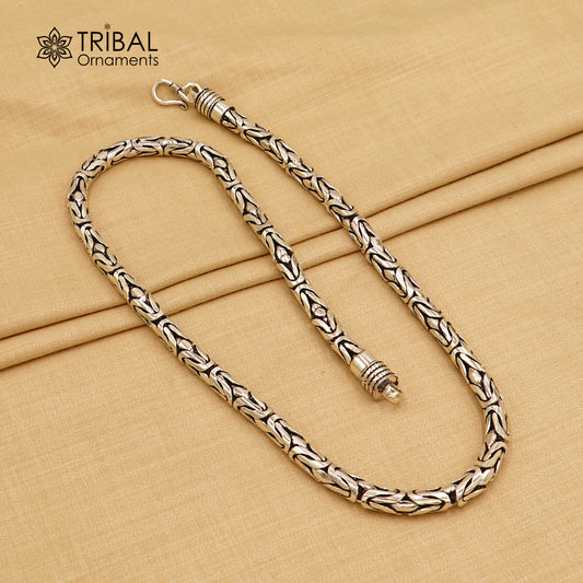 925 Sterling silver  byzantine chain All size 8 mm chain necklace gifting best men's  jewelry ch611 - TRIBAL ORNAMENTS