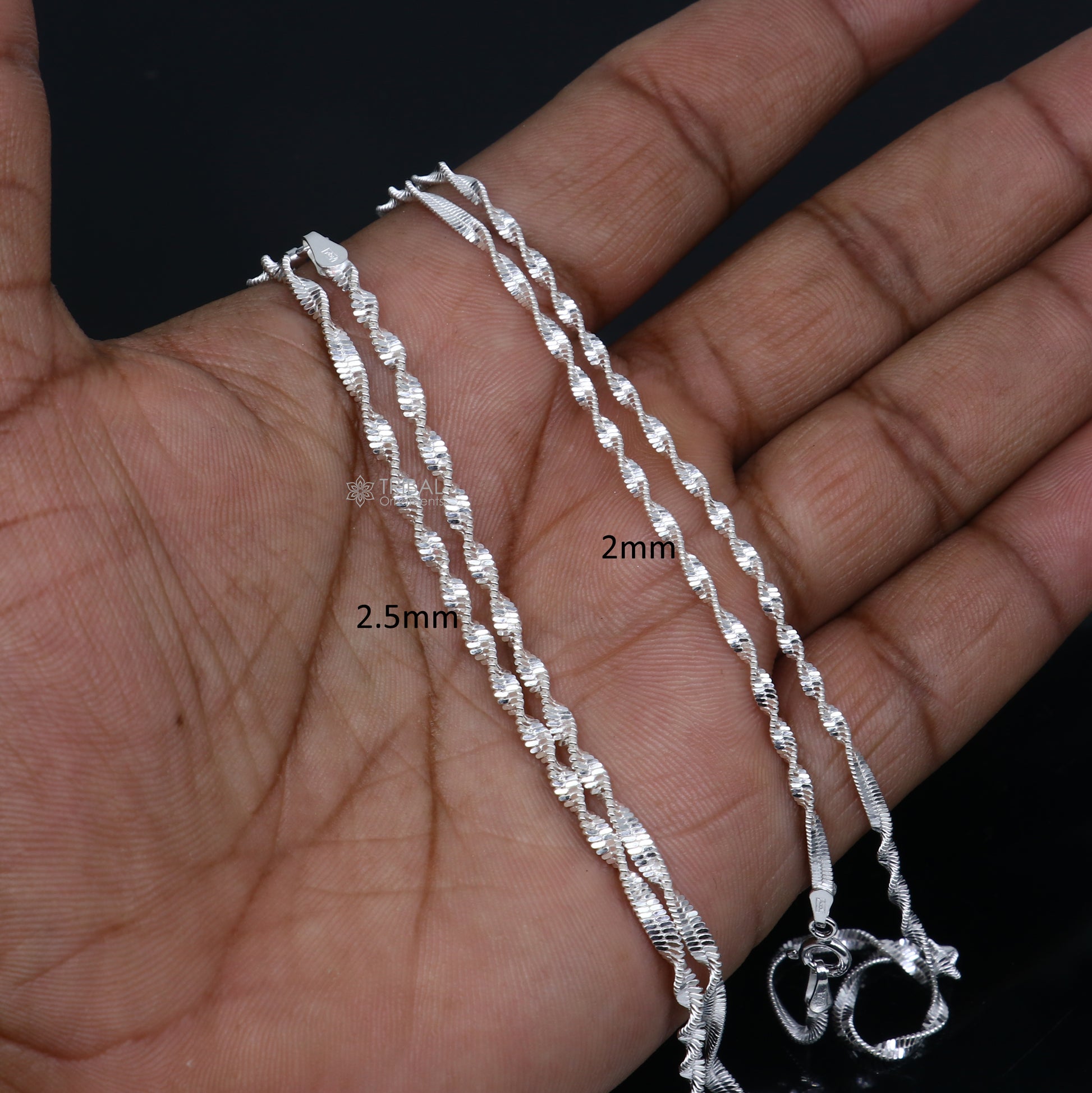 18"Inches 925 Sterling silver handmade twisting  chain unisex gifting necklace jewelry ch603 - TRIBAL ORNAMENTS