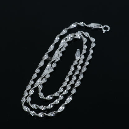 18-inch 925 sterling silver twisting chain necklace by TRIBAL ORNAMENTS, unisex handmade jewelry, ideal for gifting.