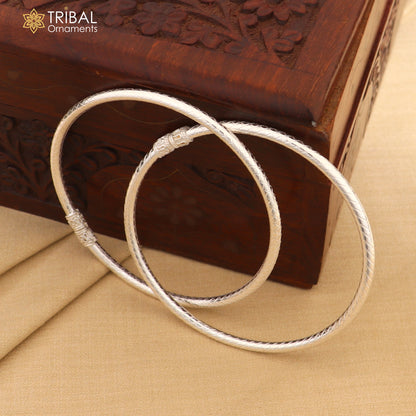 Sterling silver traditional women's foot kada ankle bracelet with plain design, tribal jewelry style, customized for a tribal ornament.