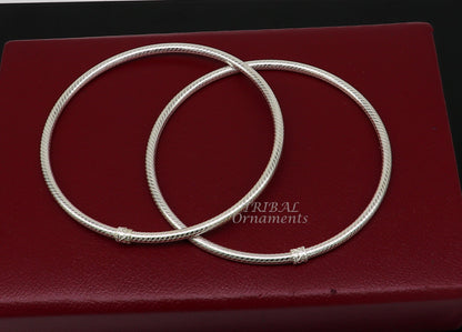 925 Sterling silver handmade traditional foot kada anklet with plain design, tribal ornaments, perfect for brides and modern trendy fashion.