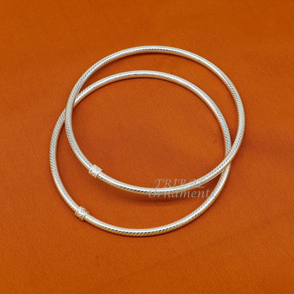Tribal Ornaments 925 silver handmade traditional foot kada anklet with plain modern design, perfect for brides or cultural occasions.