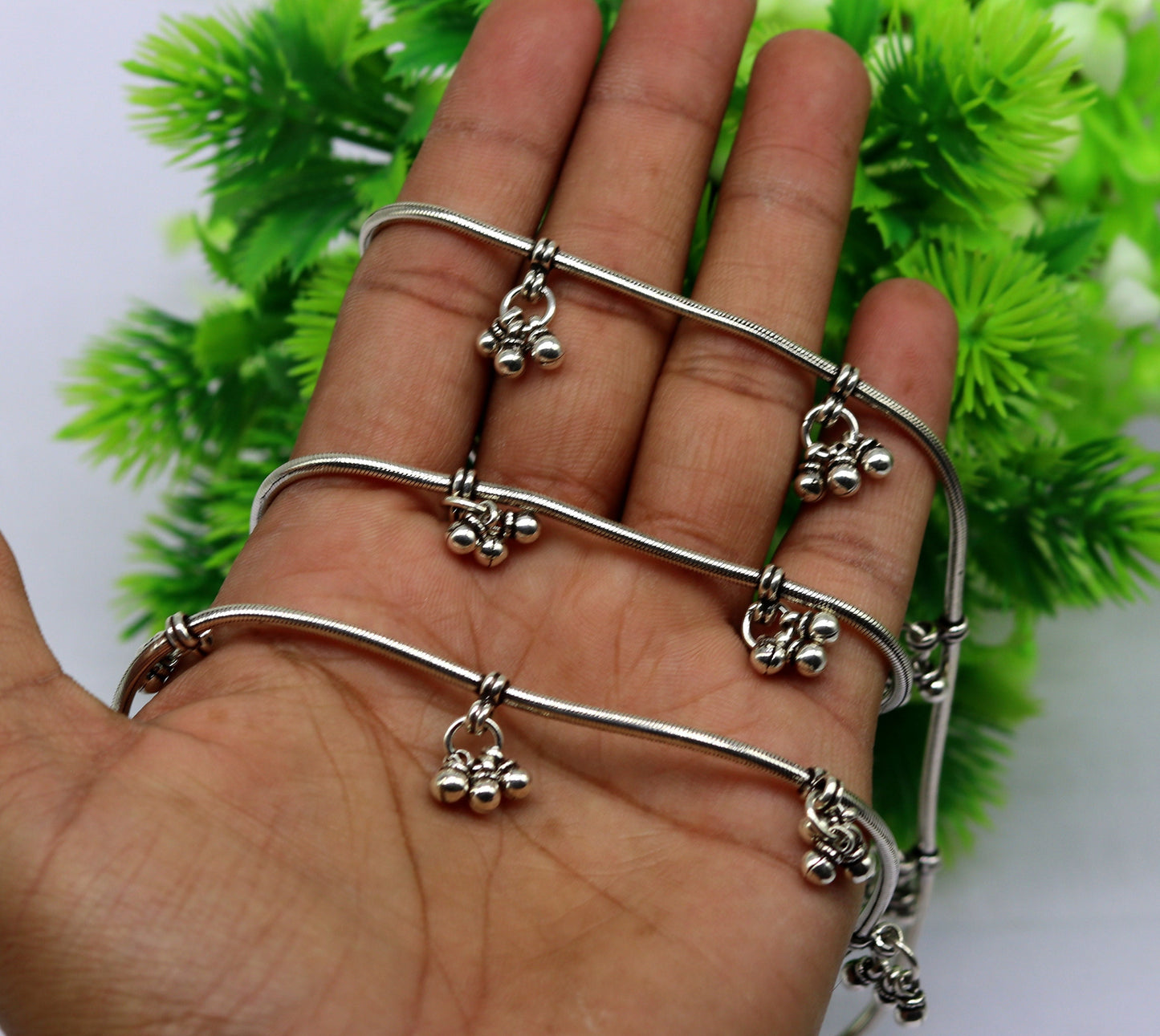 30" to 42" Handmade adjustable 925 sterling silver snake chain waist belt, belly chain waist chain with hanging drops tribal jewelry nwch15 - TRIBAL ORNAMENTS