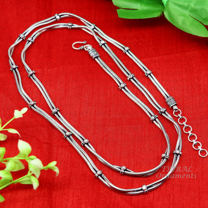 925 Sterling silver adjustable double line snake belly chain, waist chain, vintage sari chain from Tribal Ornaments.