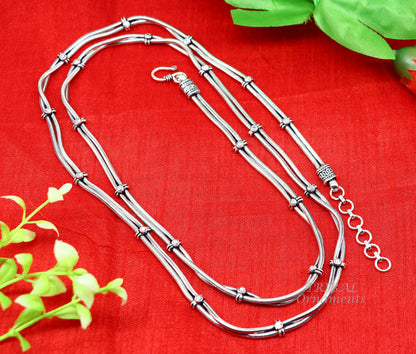 925 Sterling silver adjustable double line snake belly chain, waist and sari chain with vintage design by TRIBAL ORNAMENTS