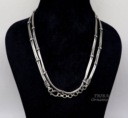 925 Sterling silver adjustable double line snake belly chain, waist chain, vintage sari chain with intricate design by TRIBAL ORNAMENTS