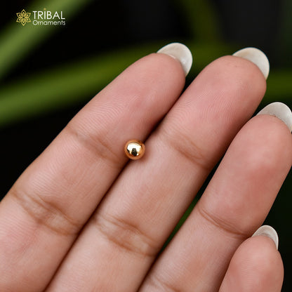 3MM/4MM  18kt yellow gold ball stud earrings unisex jewelry er214 - TRIBAL ORNAMENTS