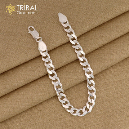 Sterling silver plain chain bracelet for boys and girls, shiny 3mm solid bracelet from TRIBAL ORNAMENTS.