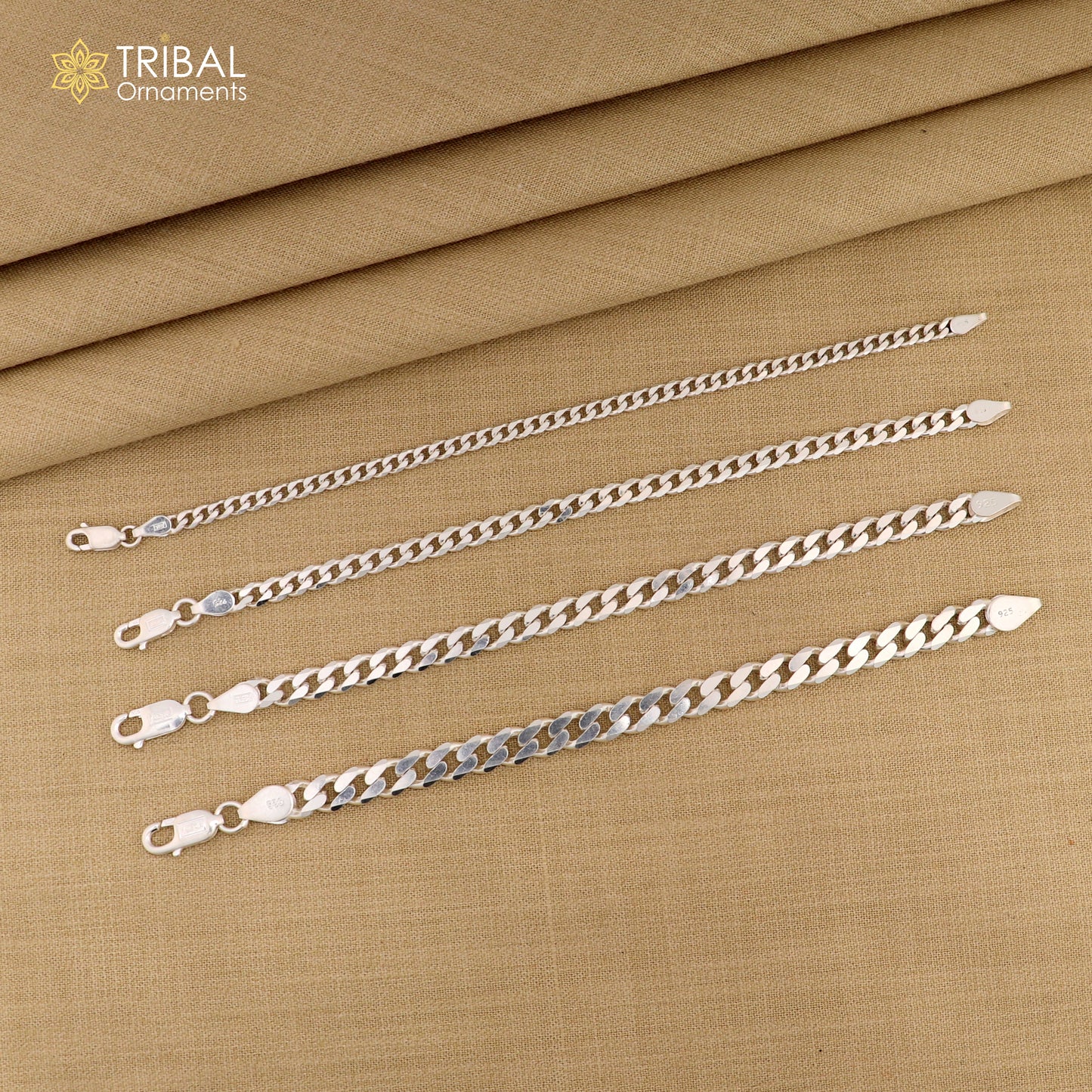 925 Sterling silver shiny stylish 3mm/4mm/ 5mm/ 6mm plain bracelet for both boys and girls, solid chain bracelet sbr708 - TRIBAL ORNAMENTS