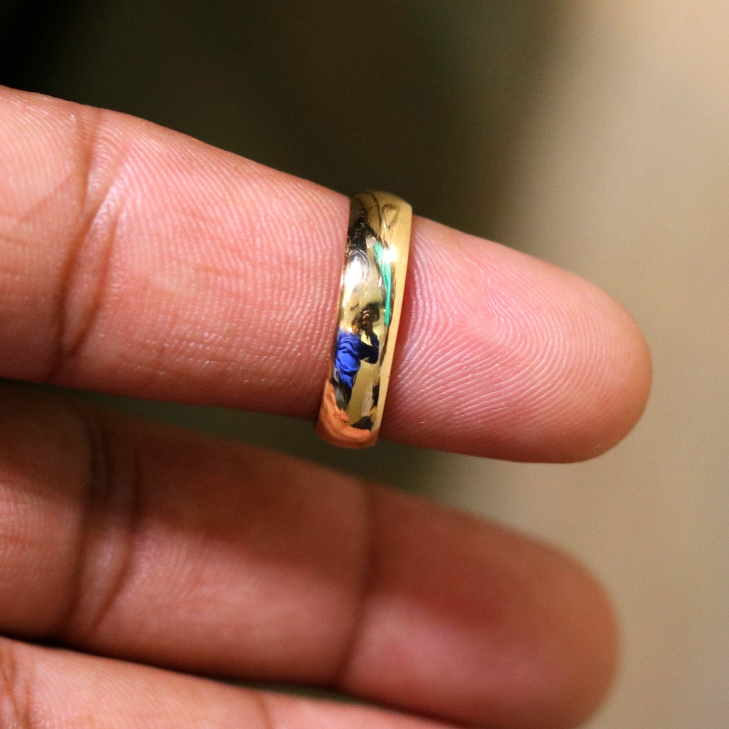 14kt yellow solid gold handmade gorgeous 5mm wedding anniversary engagement ring band for unisex gifting jewelry - TRIBAL ORNAMENTS