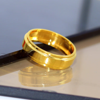 22KT yellow gold handmade wedding and engagement band ring by Tribal Ornaments, unisex design, all sizes available.