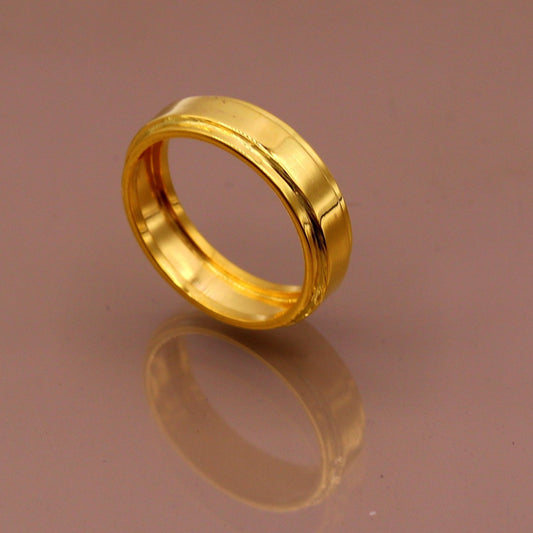 18 kt yellow gold handmade fabulous wedding engagement anniversary ring band unisex jewelry all sizes available - TRIBAL ORNAMENTS