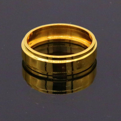22KT yellow gold handmade wedding and engagement band ring by TRIBAL ORNAMENTS, unisex jewelry available in all sizes.