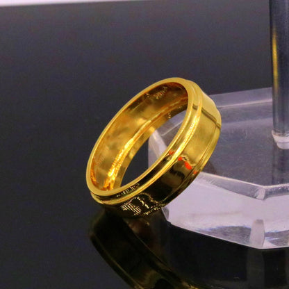 22KT yellow gold handmade wedding and engagement band ring by Tribal Ornaments, unisex design, all sizes available.