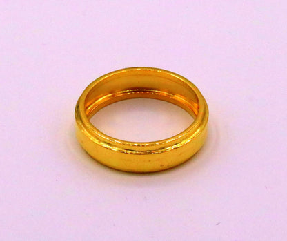 22KT yellow gold handmade wedding and engagement band ring by TRIBAL ORNAMENTS, unisex jewelry in all sizes.