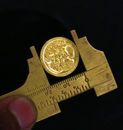 22KT yellow gold handmade coin ring with horse design, Victorian style unisex jewelry from Rajasthan, India.