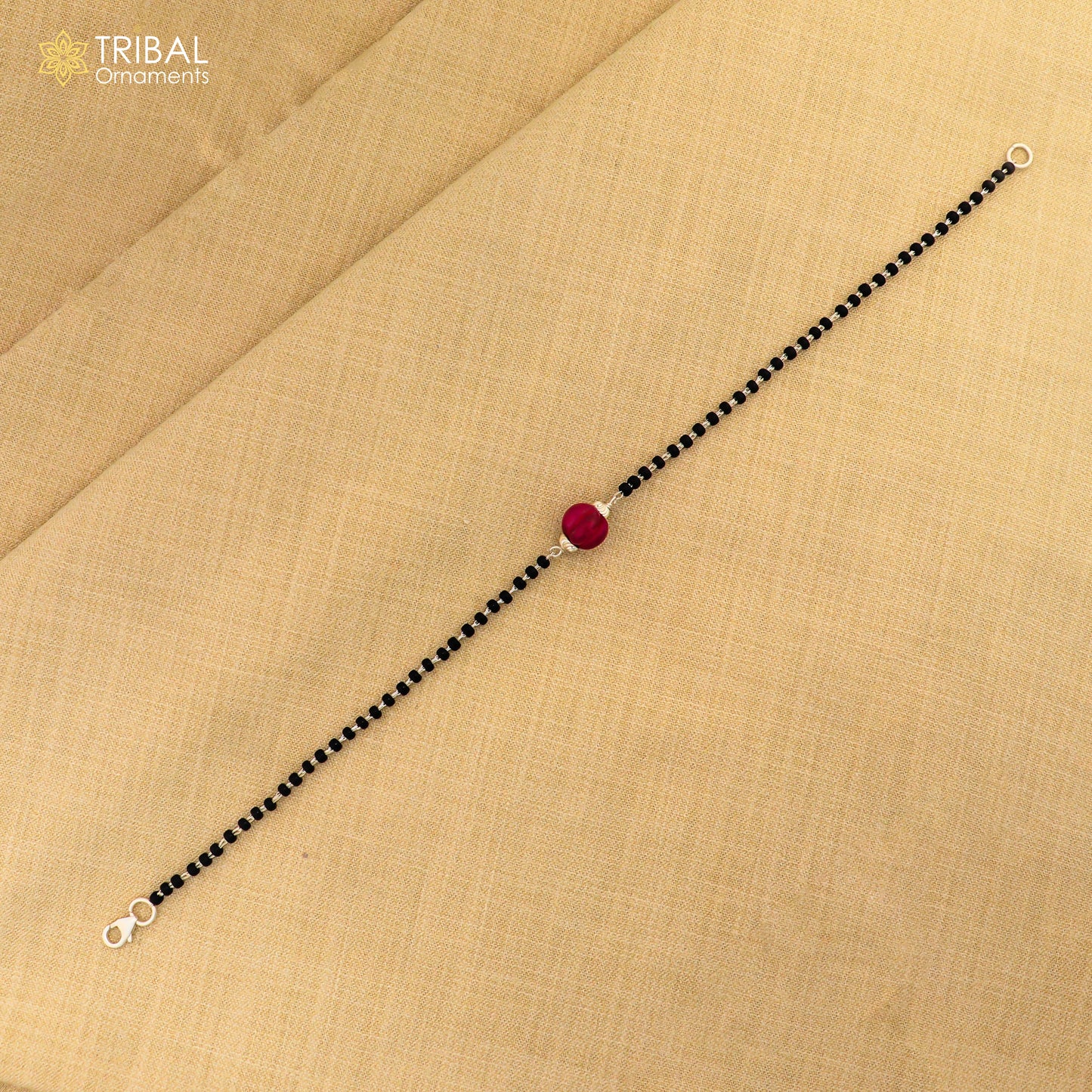 925 sterling silver modern cultural black beaded all sizes bracelet Combo use bracelet or anklets, best Mangalsutra bracelet sbr453 - TRIBAL ORNAMENTS