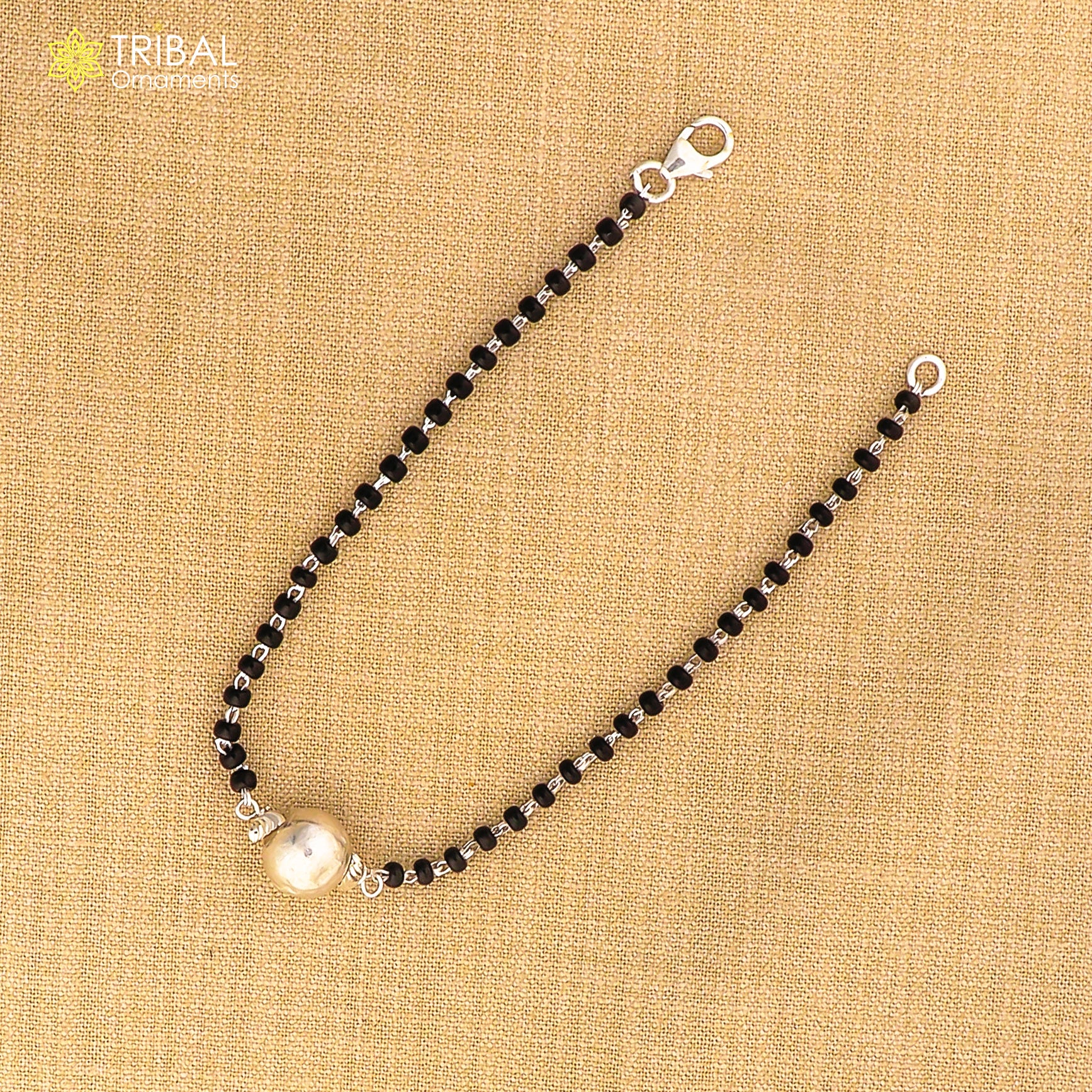925 sterling silver modern cultural black beaded all sizes girls bracelet Combo use bracelet or anklets, best Mangalsutra bracelet sbr455 - TRIBAL ORNAMENTS