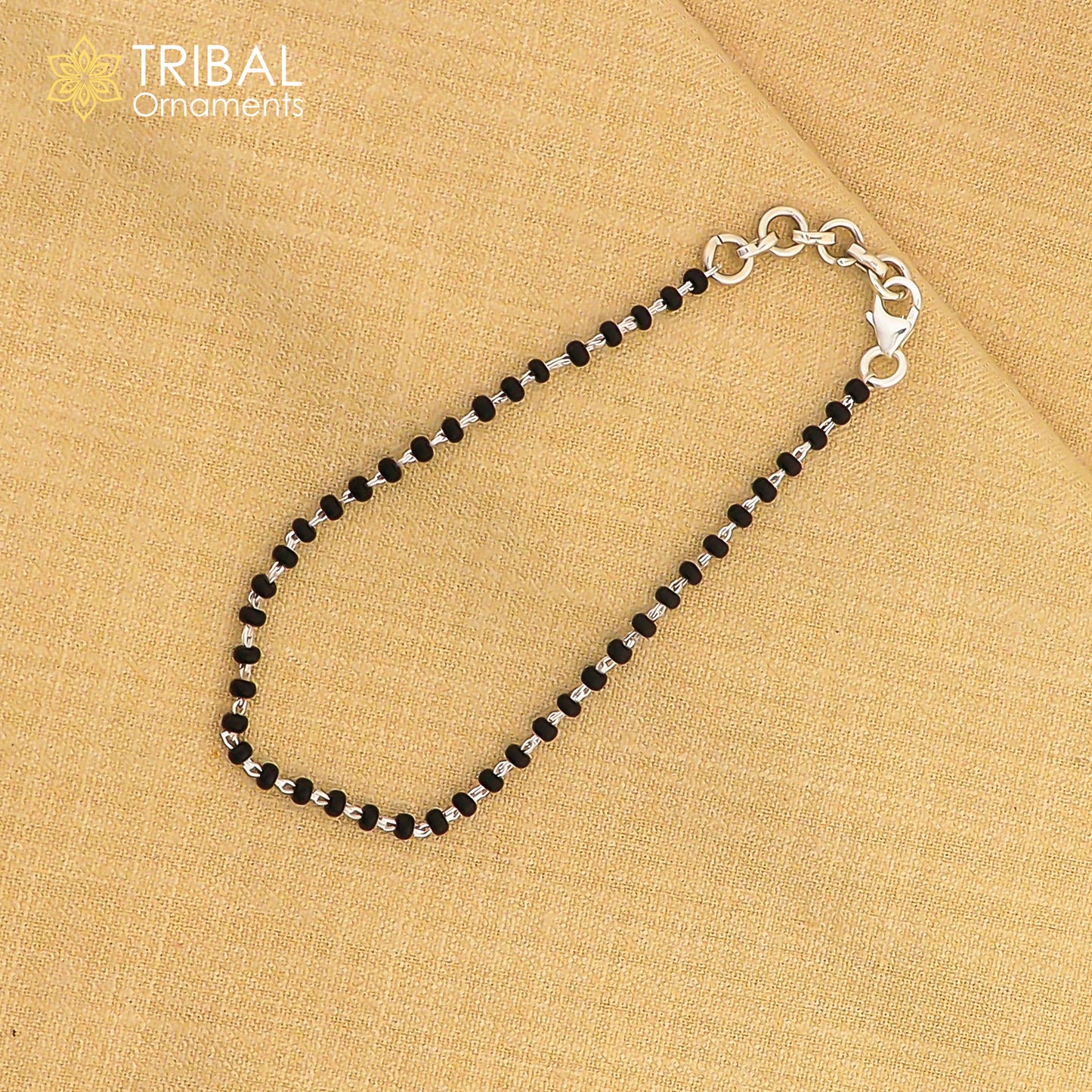 925 sterling silver modern cultural black beaded all sizes girls bracelet Combo use bracelet or anklets, best Mangalsutra bracelet sbr459 - TRIBAL ORNAMENTS