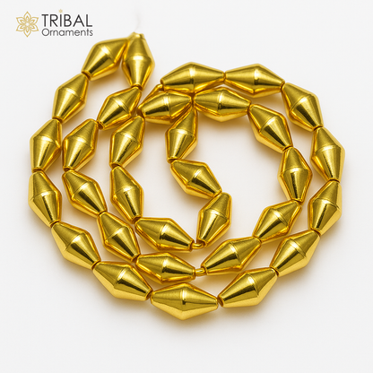 lot 10 pc 5mm 6mm/ 7 mm 22K yellow gold handmade Dholki loose beads to make new custom jewelry, best traditional jewelry making beads BD028 - TRIBAL ORNAMENTS