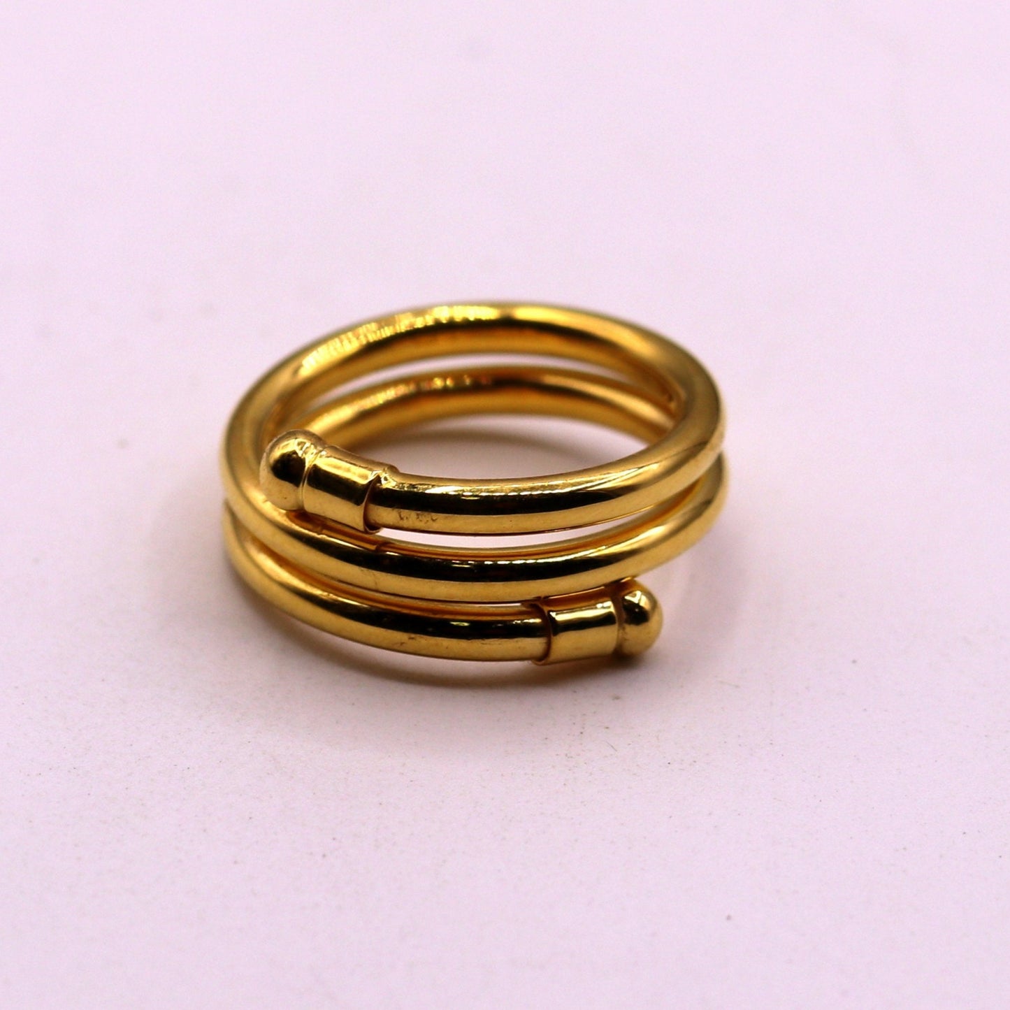 Solid spiral ring 22kt yellow gold handmade fabulous design all sizes ring band for unisex gifting jewelry from india - TRIBAL ORNAMENTS