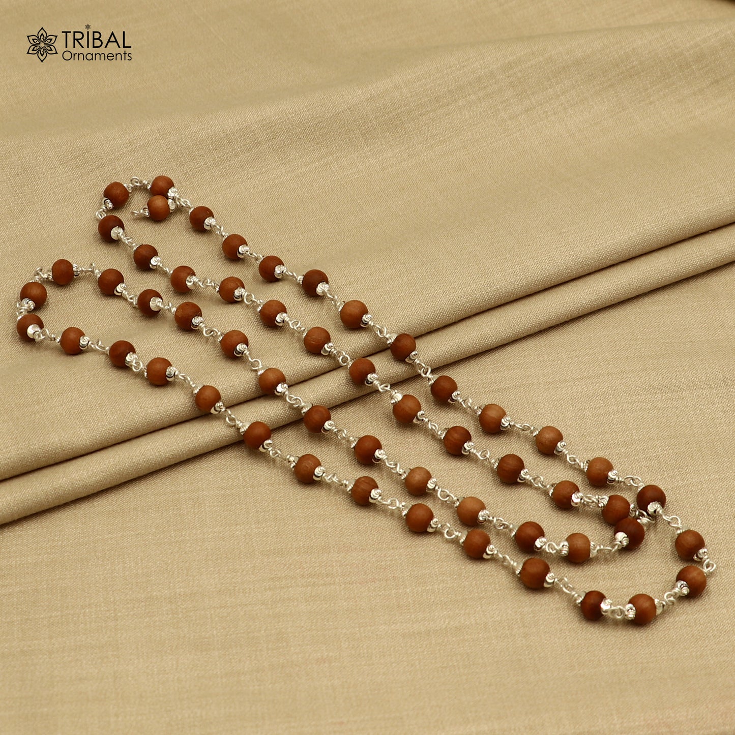 Silver Navkar Jaap mala with 54 or 108 beads, 925 solid silver chanting necklace, featuring traditional design and intricate craftsmanship.