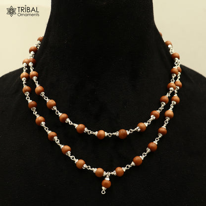 Silver Navkar Jaap Mala with 54 or 108 beads, 925 solid silver chanting necklace, featuring traditional design and intricate craftsmanship.