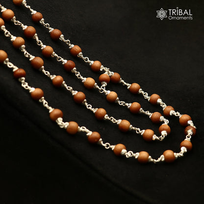 Silver Navkar Jaap mala with 54 and 108 beads, tribal ornaments, 925 solid silver chanting necklace, traditional spiritual jewelry