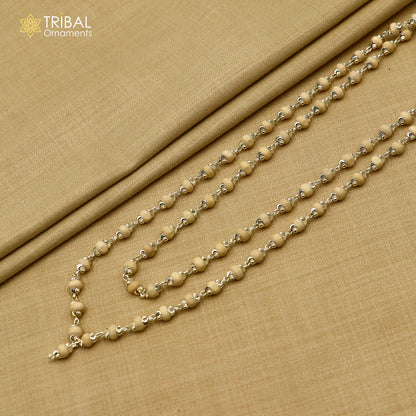 Silver Tulsi Mala with 54 or 108 beads, Navkar Jaap Chanting Necklace, 925 solid silver, traditional prayer mala by TRIBAL ORNAMENTS.