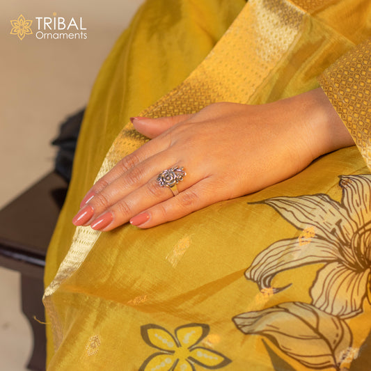 925 sterling silver ethnic flower design ring Jewelry sr770 - TRIBAL ORNAMENTS