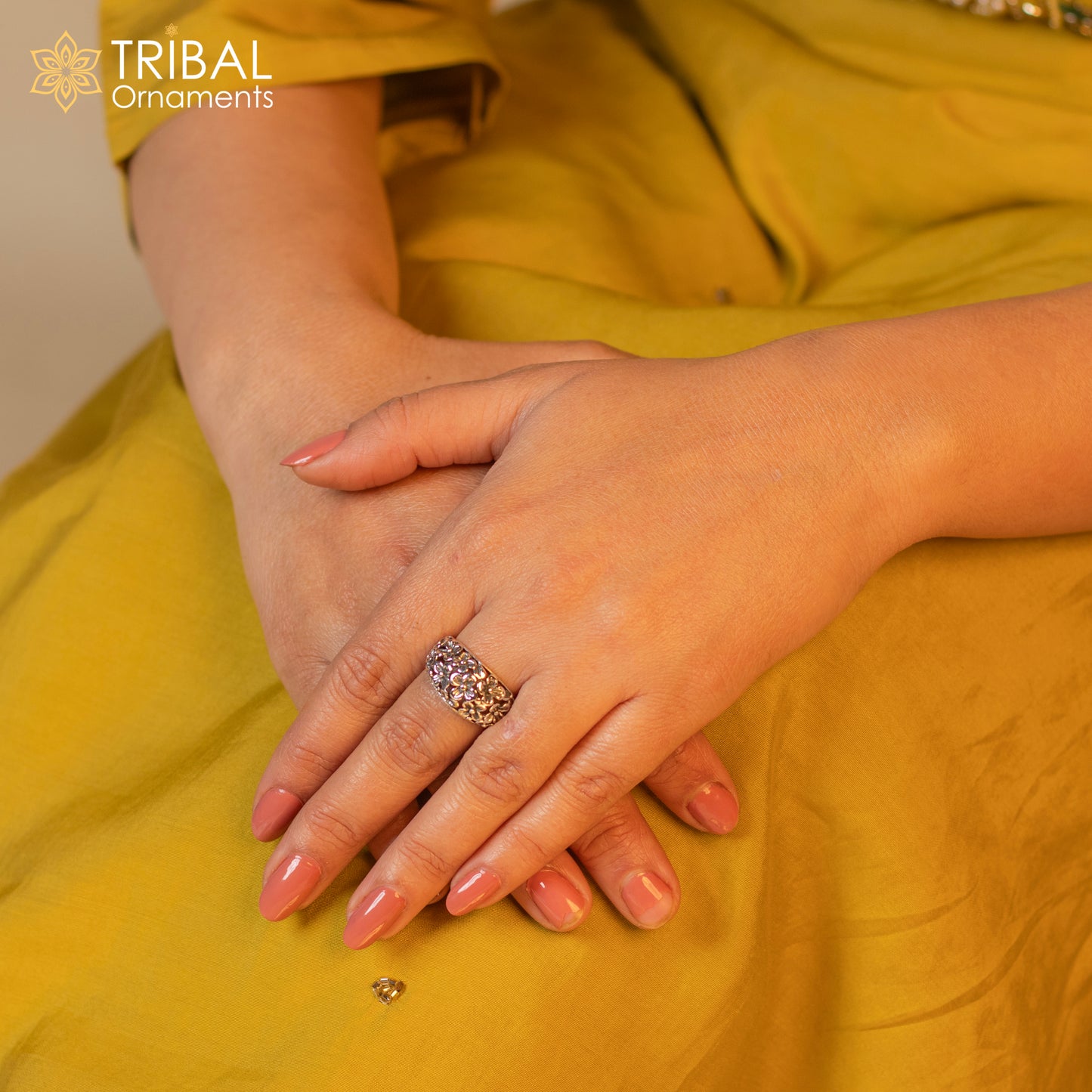 925 sterling silver stylish flower design ring Jewelry sr778 - TRIBAL ORNAMENTS