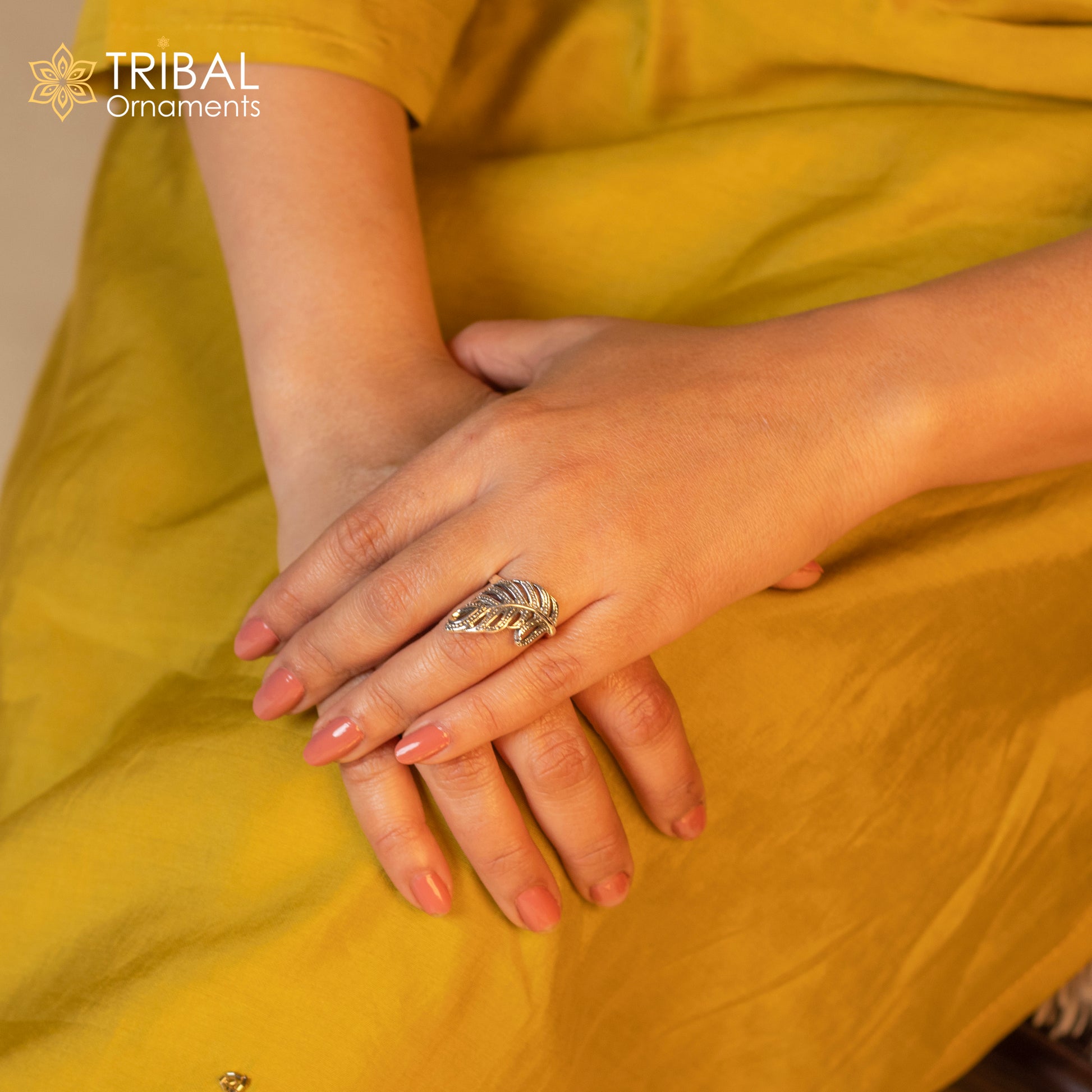 925 sterling silver stylish leaf design ring Jewelry sr775 - TRIBAL ORNAMENTS