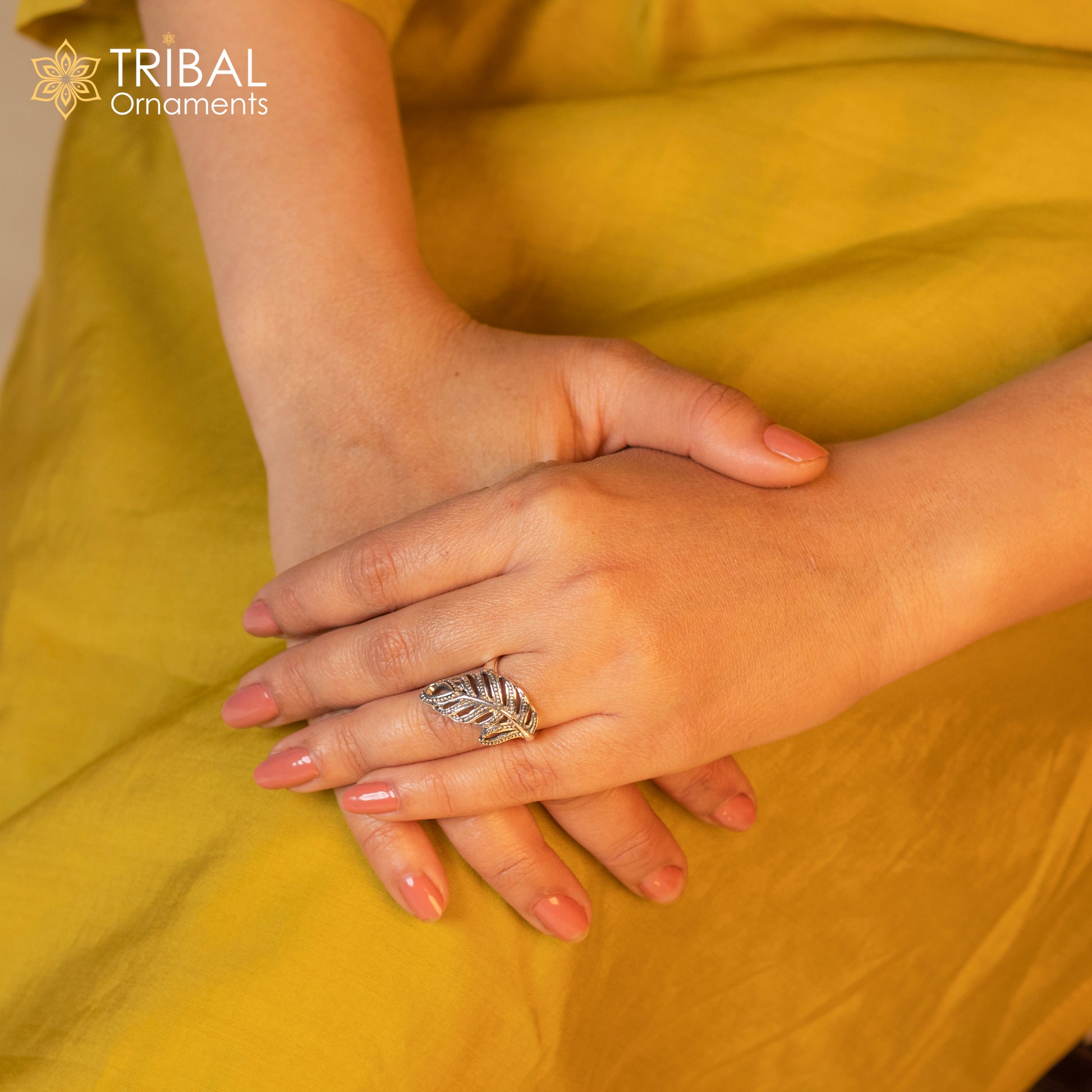 925 sterling silver stylish leaf design ring Jewelry sr775 - TRIBAL ORNAMENTS