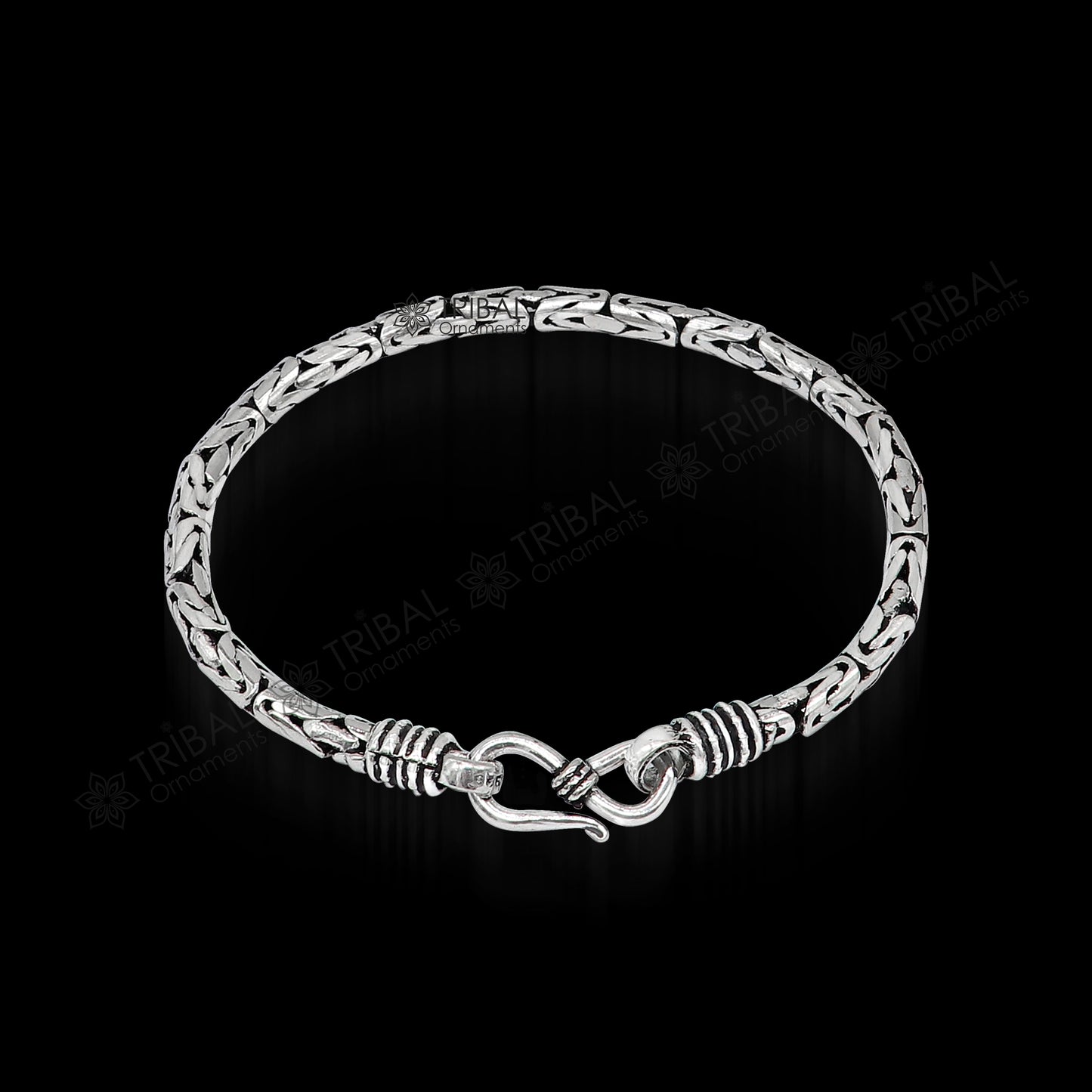 3.5mm 6.5" to 8.5" Unique byzantine design 925 Sterling silver handmade chain bracelet flexible bracelet unisex jewelry from India  sbr729 - TRIBAL ORNAMENTS
